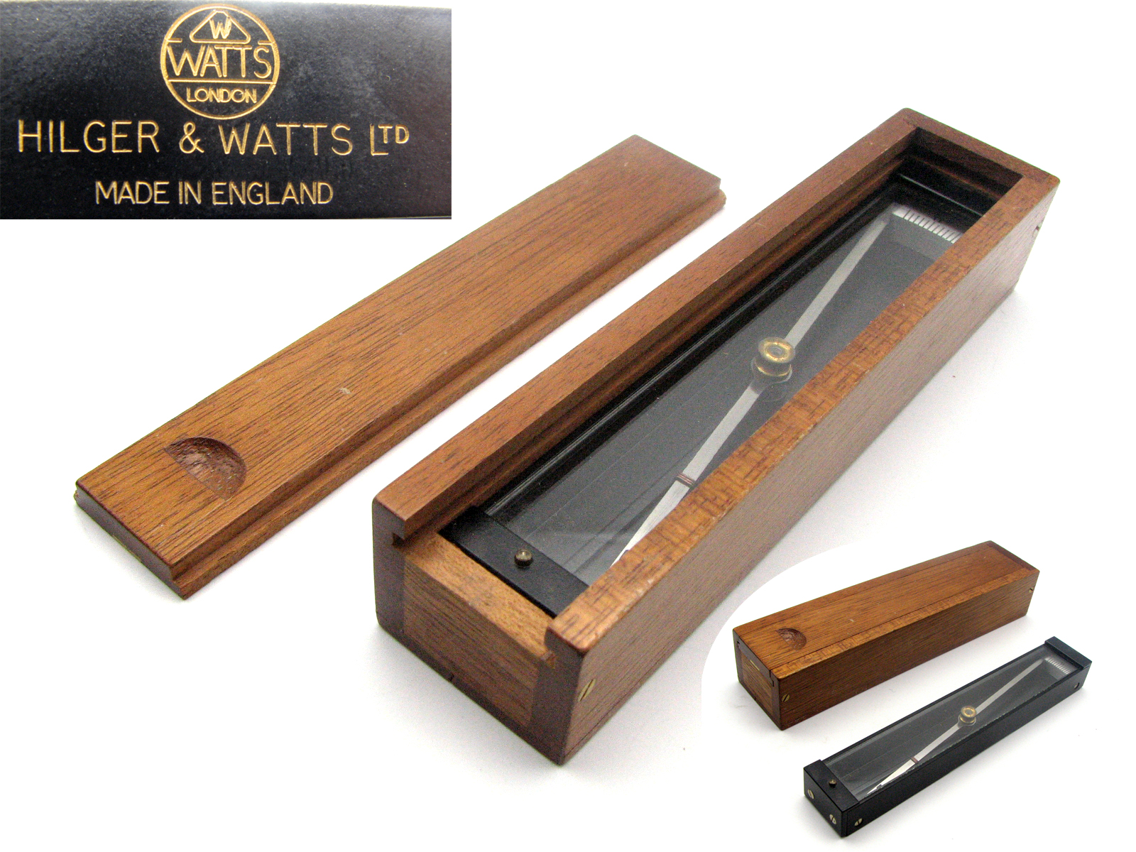 Hilger & Watts plane table trough compass in mahogany case